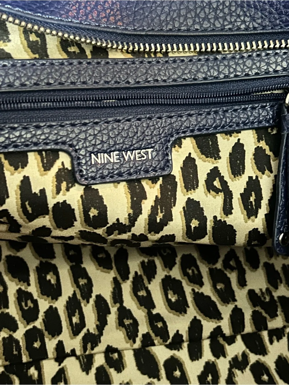 Nine West Women's Two-Tone Blue & White Structured Satchel Handbag